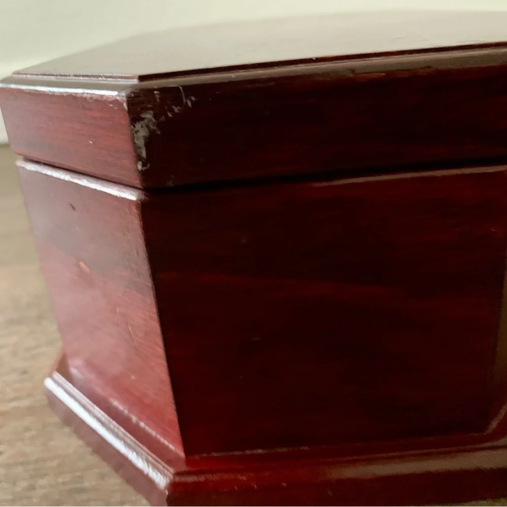 vintage octagon Wooden Jewelry Box With Mirror